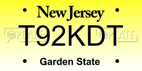 T92KDT New Jersey License Plate