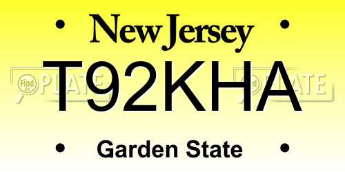 T92KHA New Jersey License Plate