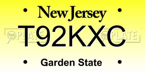 T92KXC New Jersey License Plate