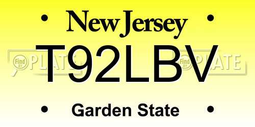 T92LBV New Jersey License Plate