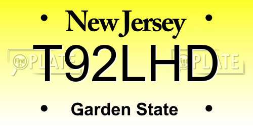 T92LHD New Jersey License Plate