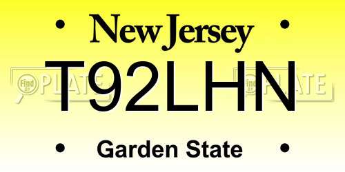T92LHN New Jersey License Plate