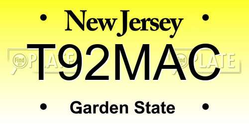 T92MAC New Jersey License Plate
