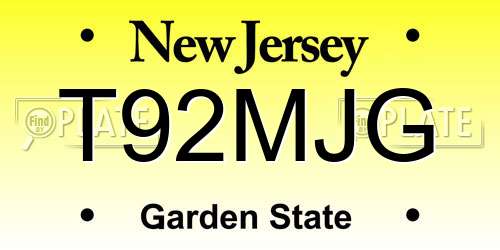 T92MJG New Jersey License Plate