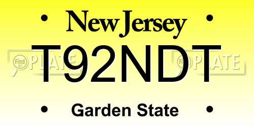 T92NDT New Jersey License Plate