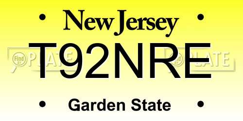 T92NRE New Jersey License Plate