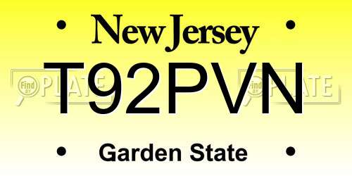 T92PVN New Jersey License Plate
