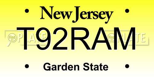 T92RAM New Jersey License Plate