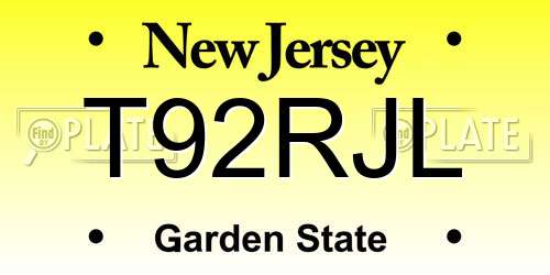 T92RJL New Jersey License Plate