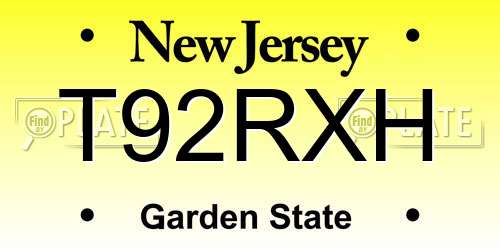 T92RXH New Jersey License Plate