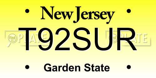 T92SUR New Jersey License Plate