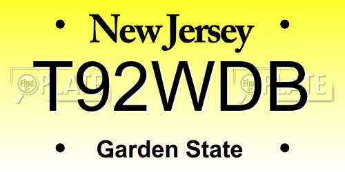 T92WDB New Jersey License Plate