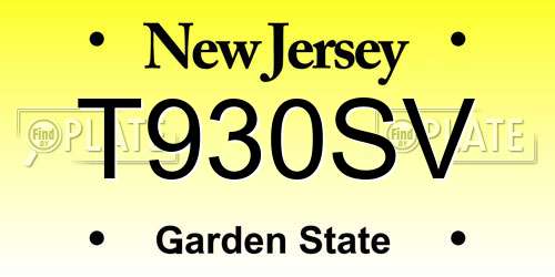 T930SV New Jersey License Plate
