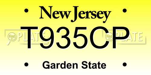 T935CP New Jersey License Plate