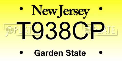 T938CP New Jersey License Plate