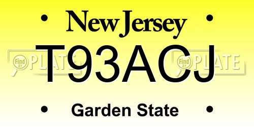 T93ACJ New Jersey License Plate