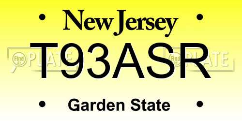 T93ASR New Jersey License Plate