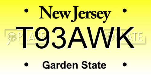 T93AWK New Jersey License Plate