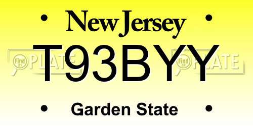 T93BYY New Jersey License Plate
