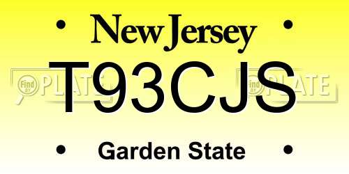 T93CJS New Jersey License Plate