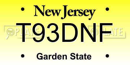 T93DNF New Jersey License Plate
