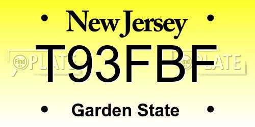 T93FBF New Jersey License Plate