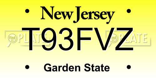 T93FVZ New Jersey License Plate