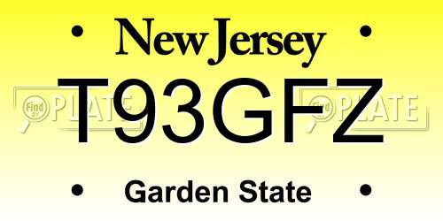T93GFZ New Jersey License Plate