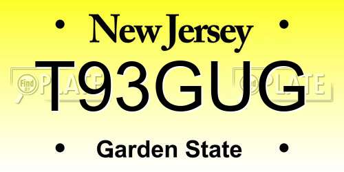 T93GUG New Jersey License Plate
