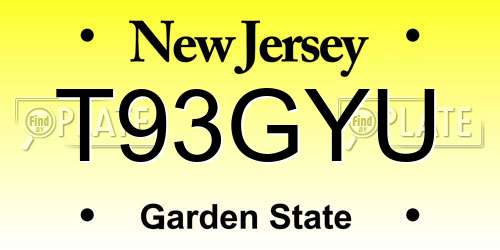 T93GYU New Jersey License Plate
