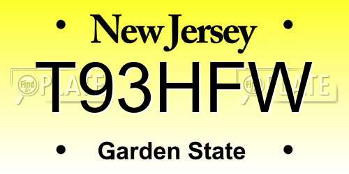 T93HFW New Jersey License Plate