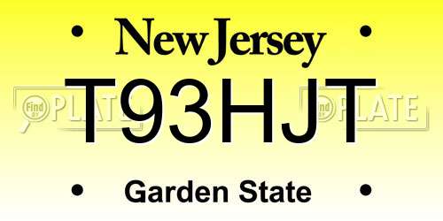 T93HJT New Jersey License Plate