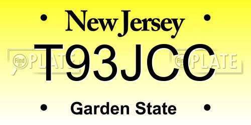 T93JCC New Jersey License Plate