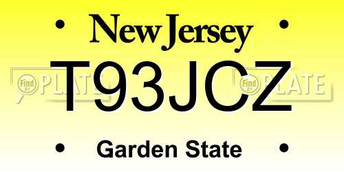T93JCZ New Jersey License Plate