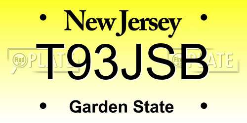 T93JSB New Jersey License Plate