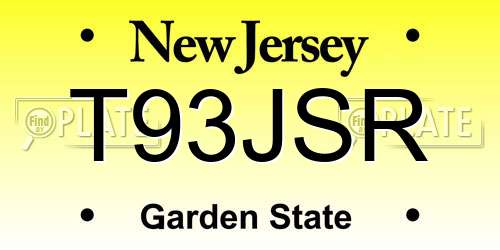 T93JSR New Jersey License Plate