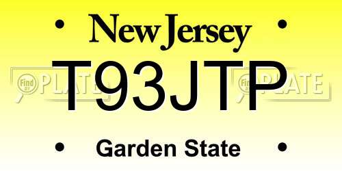 T93JTP New Jersey License Plate