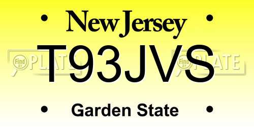 T93JVS New Jersey License Plate