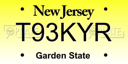 T93KYR New Jersey License Plate