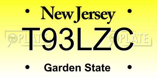 T93LZC New Jersey License Plate