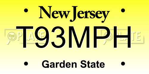T93MPH New Jersey License Plate