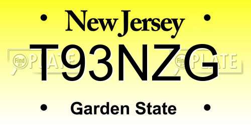 T93NZG New Jersey License Plate
