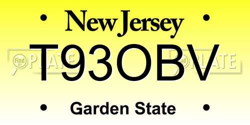 T93OBV New Jersey License Plate