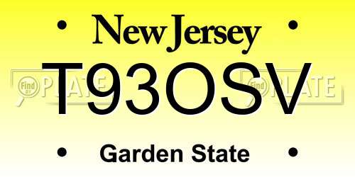 T93OSV New Jersey License Plate