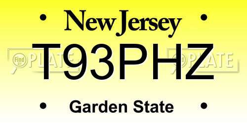 T93PHZ New Jersey License Plate