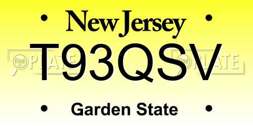 T93QSV New Jersey License Plate