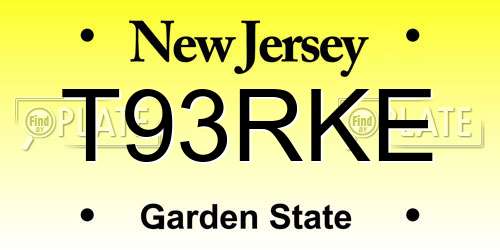 T93RKE New Jersey License Plate