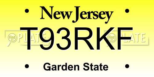 T93RKF New Jersey License Plate