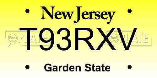 T93RXV New Jersey License Plate