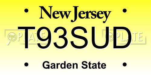 T93SUD New Jersey License Plate